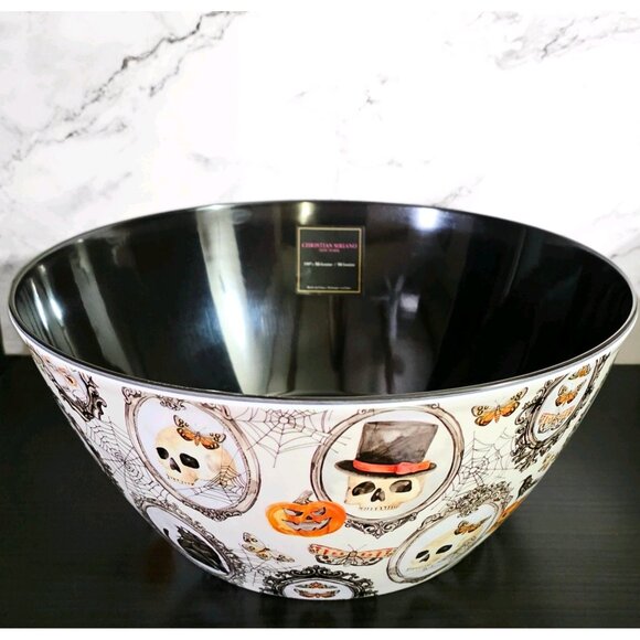 Christian Siriano NY  Halloween Melamine Candy XL Bowl 14" x 6" Printed Skulls - Picture 1 of 9